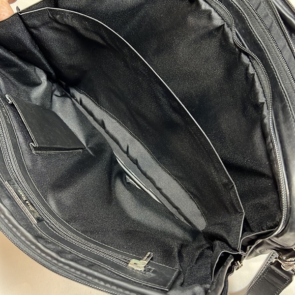 Cole Haan Black Leather Multi-Compartment Briefcase with Strap - Picture 12 of 14